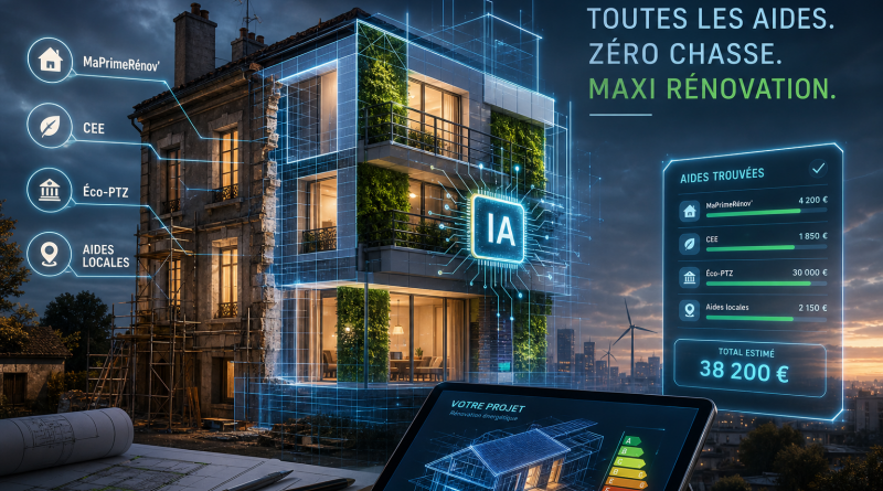 Aides rénovation énergétique 2026 : MaPrimeRénov', CEE, éco-PTZ, aides locales et IA pour tout trouver.