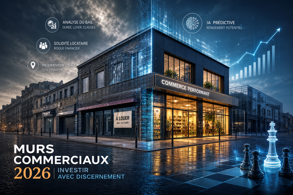 Murs commerciaux 2026 : rendement, risques et rôle de l’IA pour mieux investir intelligemment.