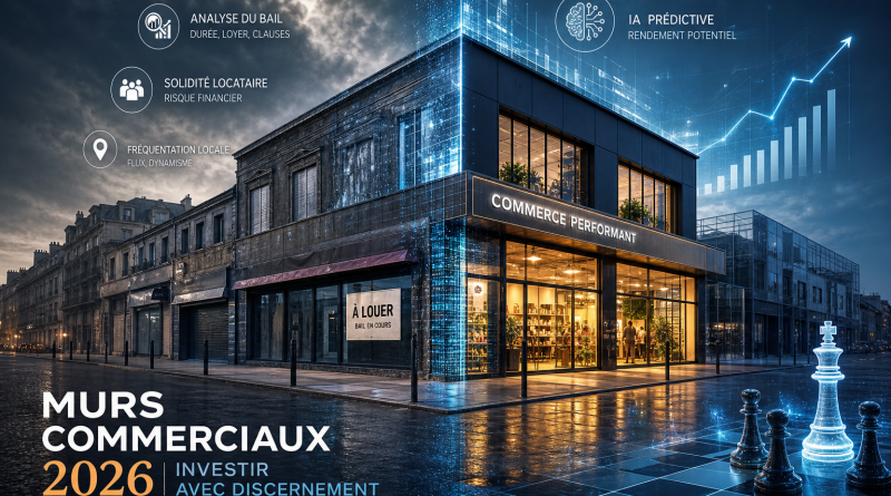 Murs commerciaux 2026 : rendement, risques et rôle de l’IA pour mieux investir intelligemment.