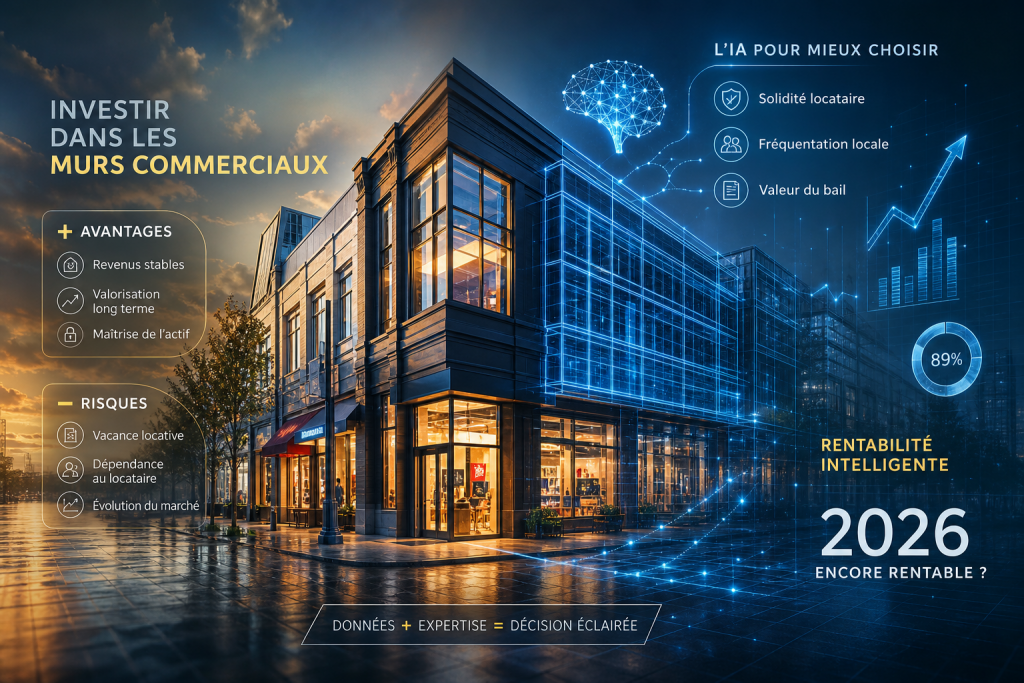 Investissement murs commerciaux : découvrez les rendements, risques et apports de l’IA pour mieux choisir votre local.